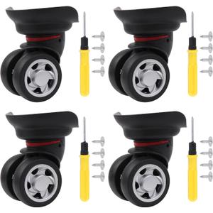 4Pcs Universal Swivel Wheel Right Suitcase Wheel (4R) 115W Series W055 Wheel Replacement Black