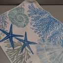 Coastal Kitchen Mat Set of 2 Cushioned Anti Fatigue Mats for Kitchen Floor,Ocean Nautical Starfish Seashell Beach Bathroom Runner Rug Non Slip Standing Mat Washable Kitchen Rug Runner for Sink,Laundry