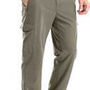clothin Men's Elastic-Waist Travel Pant Stretchy Lightweight Pant Multi-Pockets Quick Dry Breathable(Khaki S-32)