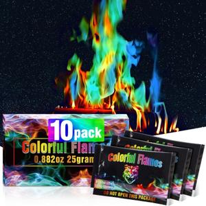 Navona 10Pack Fire Color Changing PacketsMagic Color Fire Packets for Outdoor Campfires, Fire Pits, Fireplaces, Long-Lasting Colorful Flames, Safe Camping Essentials