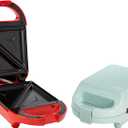 Tasty Mini Sandwich Maker, Makes Sandwiches, Paninis, Grilled Cheese, Desserts, Quick Results, Easy Cleanup, 600W, Red