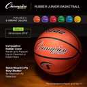 Champion Sports Rubber Junior Basketball, Heavy Duty - Pro Style Basketballs and Sizes - Premium Basketball Equipment, Indoor Outdoor - Physical Education Supplies (Size 5, Orange)