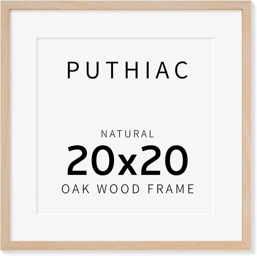puthiac 20x20 Oak Wood Picture Frames -20"x20" Poster Frames for Wall, 20x20 Picture Frames for Wall, 20 x 20 Picture Frame, 20 x 20 Frame(1 Pack, Beige)