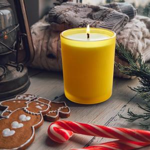 SHOWIN Thick Candle Jars for Making Candles 12 Pcs, 7 OZ Empty Jars with Wood Lids for Candle Making, Sample Container, Frosted Yellow