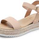 DREAM PAIRS Women's Platform Espadrilles Wedge Sandals, Comfortable Open Toe One Band Sandals for Women Dressy Casual Summer, Size 11