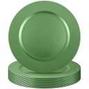 Tanlade 12 Pcs 13 Inch Charger Plates Bulk Round Wedding Chargers Plastic Dinner Plates for Table Setting Wedding Party Decoration (Green)
