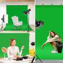Green Screen Backdrop Kit, Portable Greenscreen Background with T-Shaped Stand, 5 Clamps & Carrying Bag for Photography, Streaming, Zoom, Gaming, (Green, 6.5 Feet X 5.0 Feet)