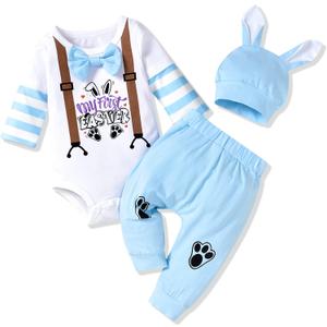 HINTINA Baby Boy First Easter Outfits Bodysuit Pants Clothes Set 3-6 Months