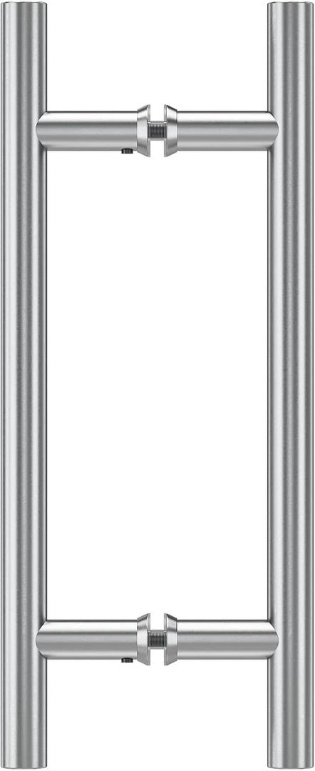 8" Round Shower Door Handle, Back to Back Shower Doors Handle, Compatible with 1/4" to 1/2" Glass Thick, Stainless Steel 304 Shower Doors Handles Replacement, Chrome, Circular Tube