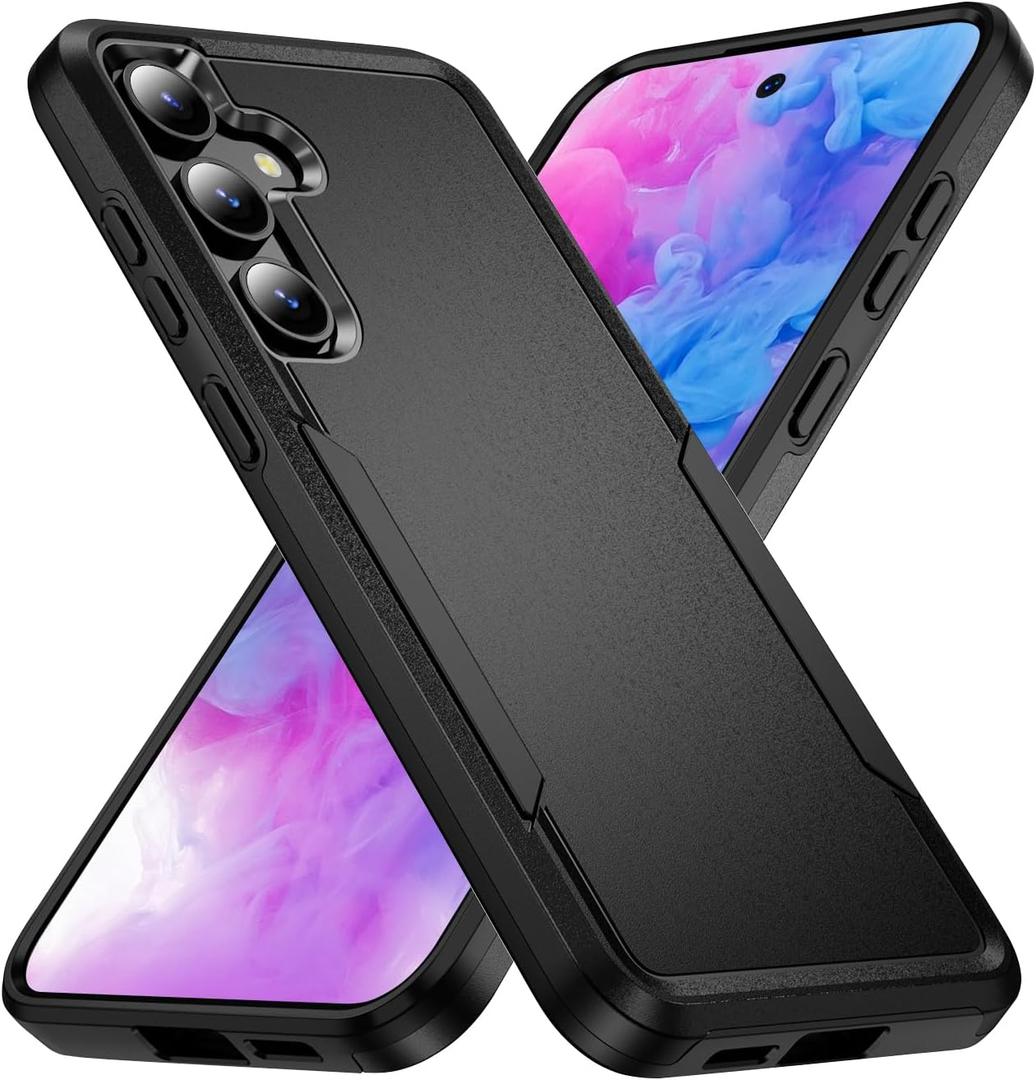 Designed for Samsung Galaxy S24 Case, Black Dual Layer, Heavy Duty Shockproof Tough Rugged Protective Cover for Galaxy S24 5G, Black