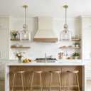 Oversized Large Hammered Glass Pendant Lights Kitchen Island Lighting, Brass Brushed Gold Pendant Light Fixtures with 15"H Clear Glass, Modern Kitchen Pendant Lighting over Island Sink Dining Room E26, Extra Large