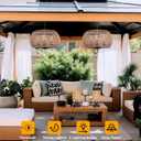 Outdoor Solar Chandelier, 4-Light 19" Rattan Outdoor Chandelier, Hanging Pendant Lights, Waterproof, for Gazebo, Pergola, Porch, Patio