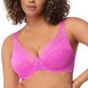 HSIA Minimizer Bras for Women Enchante Full Coverage Underwire Bras Plus Size Lifting Floral Lace Bra for Heavy Breast (36I, Hot Pink)