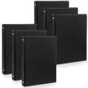6 Pack Mini 3 Ring Binder Fits 5.5'' × 8.5'' Paper Size, 1 Inch Junior Round Ring Binder with 2 Clear Pockets, Small Black Binders for Home, School & Office, Holds A5, Half Letter Size Paper
