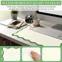 Hahafelt Scalloped Desk Mat Large Scalloped Piping Cute Desk Mat Aesthetic Preppy Table Pad Large Nonslip Pad with Edge Stitching Waterproof Gaming(Green,31.5 x 15.8 Inches)