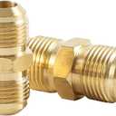1/2" Male Flare to 1/2" Male Flare Gas Line Brass Connector, Brass Semi-Combined Torch Line Adapter for Hydraulic, HVAC Fuel, Air, Natural Gas Plumbing Fitting - (2 Pcs)