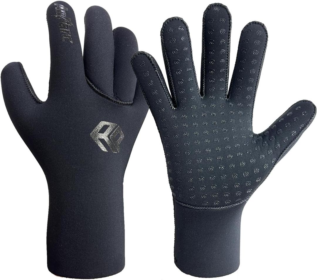 5mm Ultra Stretch Neoprene Water Gloves  Five Finger Winter Gloves for Scuba Diving, Snorkeling, Surfing, Kayaking, Canoeing, and Spearfishing (Medium-Large)
