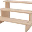 Pssopp Wooden Display Rack with 3 Levels, Space Saving and Trapezoidal Design, Versatile Display Options, Display Stand for Figurines, Cosmetics, Candles