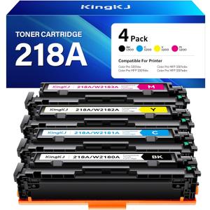218A Toner Cartridges 4 pack Compatible for HP 218A W2180A 218X W2180X for Color Pro MFP 3301fdw 3201dw 3301sdw 3301cdw 3201 3301 Series Printer ink Scanner Copier W2181A W2182A W2183A Black (NO Chip) (218A Toner Cartridge 4-Pack)