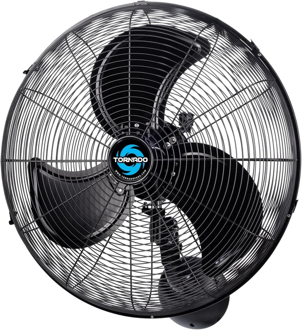 Tornado 20 Inch Pro Series Outdoor Wall Mount Fan, High Velocity, Waterproof, Oscillating, 3-Speed, 5250 CFM, UL Listed For Industrial, Commercial, and Residential Use