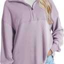 SHEWIN Womens Fall Sweatshirt Casual Waffle Knit Half Zip Pullover Loose Long Sleeve Tops 2026 S
