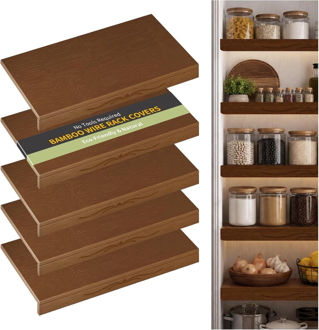 Wire Shelf Covers,30" W x 16" D,5pcs,Walnut
