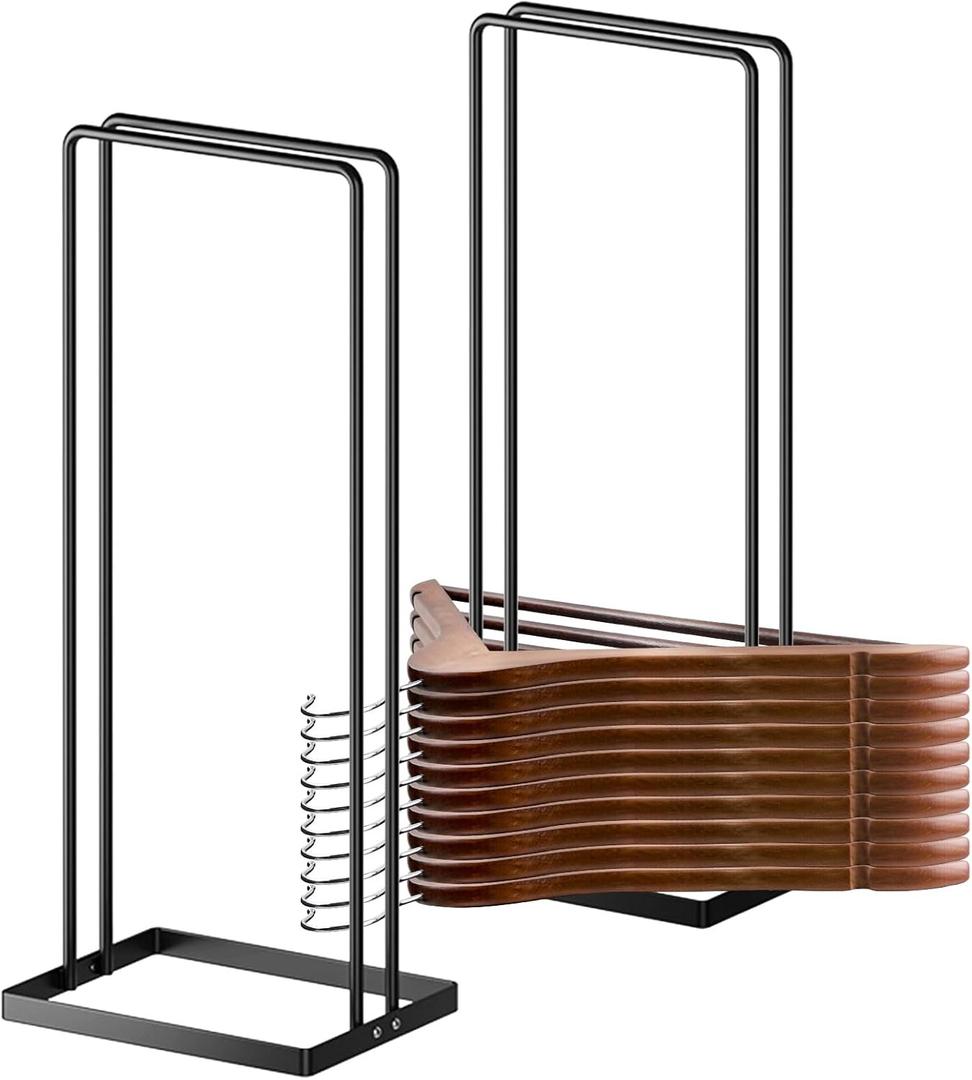 Hanger Stacker 2 Pack, Clothes Hanger Holder Organizer for Closet Laundry Room, Organizer Stacker for Coat Wire Hangers,Hanger Rack Stand Caddy for Adult Kids Velvet Pants Hangers Storage