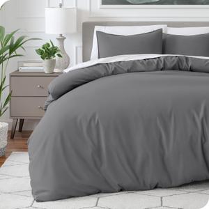 Bare Home Bedding Duvet Cover Queen Size - Premium 1800 Super Soft Duvet Covers Collection - Lightweight, Cooling Duvet Cover - Soft Breathable Bedding (Queen, Grey) (04 - Grey (No Comforter))