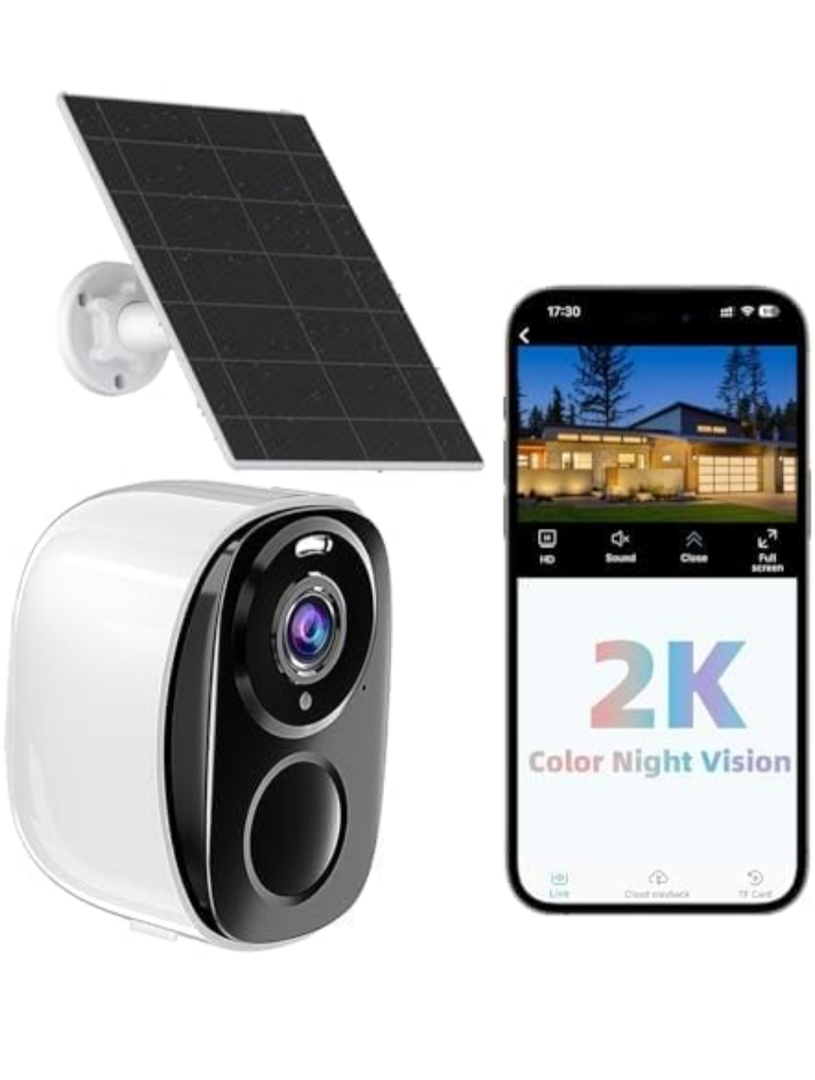 Security Cameras Wireless Outdoor, Battery Powered Security Cameras with IP65 Waterproof, Two-Way Audio, Color Night Vision, No Subscription WiFi Security Camera-2 PACK BW4 with Solar Panel (White)