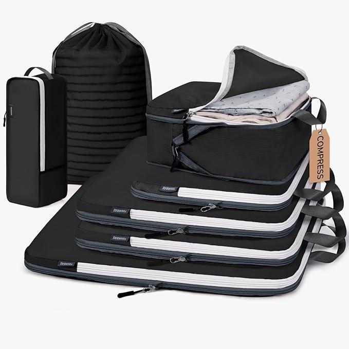 CherryNow Compression Packing Cubes, Packing Cubes Compression, Travel Essentials, Travel Organizer for Shoes, Clothing, Grey