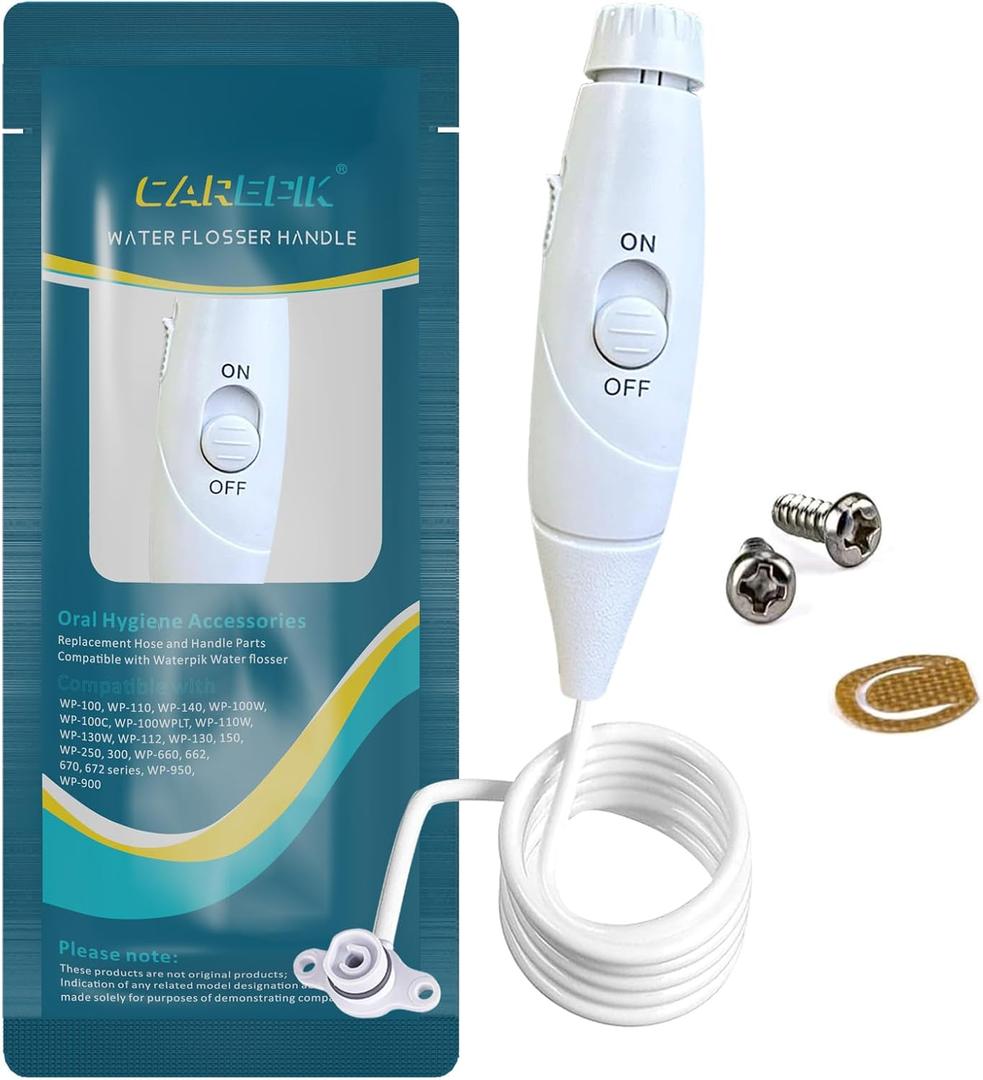 Oral Hygiene Accessories Replacement Hose and Handle Parts Compatible with Waterpik' Water flosser WP-100 WP-300 WP-660 WP-900, Pack of 1 Handle Hose