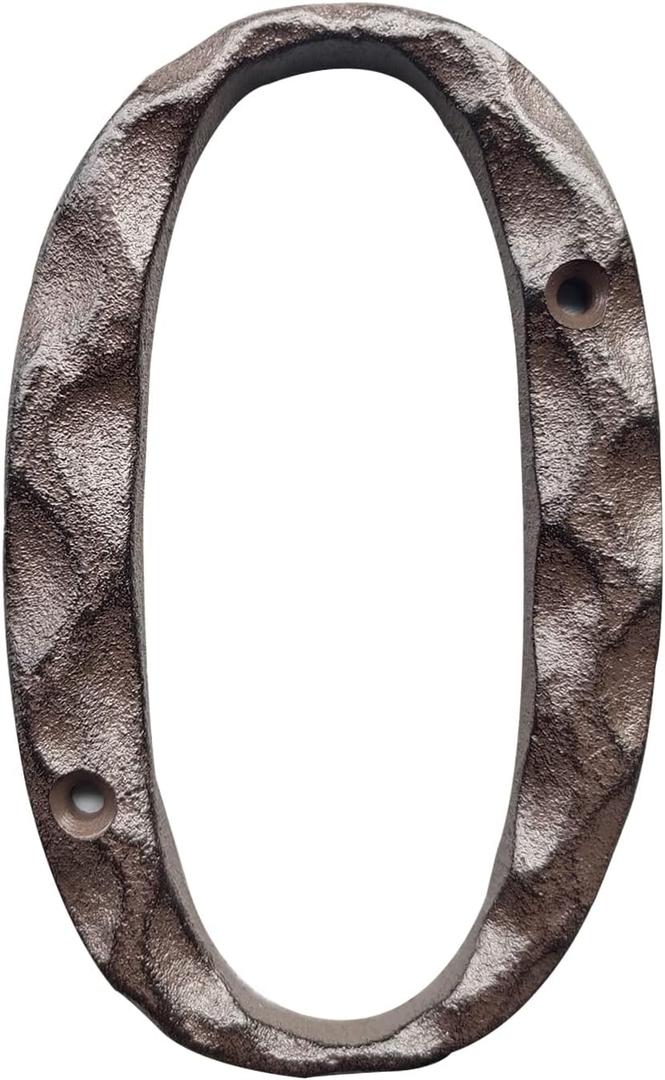 BetLight Cast Iron House Numbers-5 Inch Rustic Address Number- Solid & Heavy Duty/Easy Install with Matching Screws-Number 0