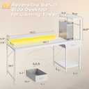 PRAISUN 55.1 Inch Gaming Desk with LED Lights & Power Outlets