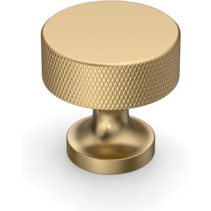 10 Pack Champagne Bronze Knurled Cabinet Knobs Kitchen Champagne Gold Pulls for Cabinets Drawer Pulls Dresser Hardware for Cupboard (Flat Round Knobs)