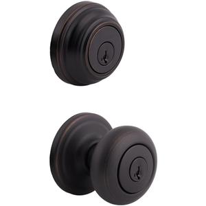 Kwikset 99910-035 Juno Entry Door Knob and Single Cylinder Deadbolt Combo Pack, 3, Venetian Bronze