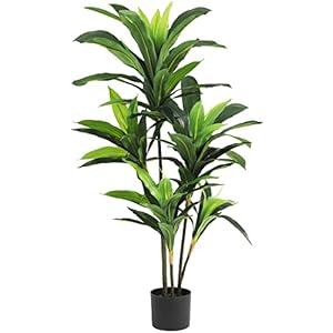 VIAGDO Dracaena Silk Plant Artificial 4ft Faux House Plants Evergreen Dracaena Marginata Fake Yucca Palm Trees in Pot Realistic Dragon Tree for Living Room Home Office Decor Indoor Outdoor