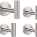 Livabber Bathroom Towel Hooks, 304 Stainless Steel Robe Shower Hooks Wall Mounted, Heavy Duty Towel Hangers for Bathroom Kitchen Bedroom (4 Pack, Brushed Nickel)