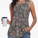 syoss Women's Summer Tank Tops Pleated Round Neck Sleeveless Tops XXL