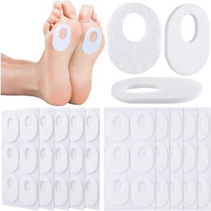 WILLBOND 60 Pcs Callus Pads Soft Felt Callus Oval Shape Corn Pads for Bottom of Foot Adhesive Foot Corn Cushion for Men and Women Feet Toes Heel Pain Relief (White)
