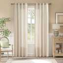 jinchan Taupe Grey Pinstripe Linen Curtains 84 Inch Long Light Filtering Modern Farmhouse Drapes for Living Room Bedroom Office Back Tab Window Panels 2 Pack