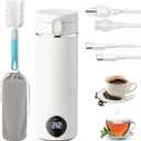 Portable Electric Travel Kettle, 500ml Portable Kettle with USB-C, Mini Travel Hot Water Boiler with Carry Handle & 6 Adjustable Temperature Settings, Dual Power Modes for Home Car Camping