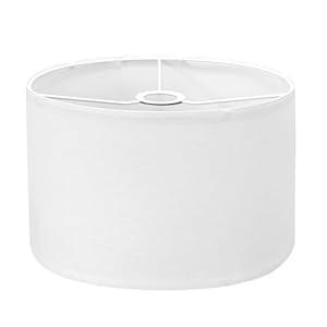 Drum Lamp Shades for Table Lamps 12" Top x 12" Bottom x 8" High Linen Lampshade Lamp Shade with E27 to E26/E14 Adapters for Floor Lamps Bedside Lamps, White Fine Lines, Assembly Required