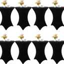 HAISIWLKJ 8 Pack Cocktail Table Covers 32x43 Inch Fitted Stretch Spandex Square Corners Black Table Cover High Top Cocktail Round Tablecloth for Party, Wedding, Birthday, Banquet(Black)