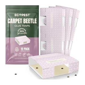 Carpet Beetle Traps – 12 Pack | Sticky Indoor Glue Boards for Carpet Beetles, Larvae & Other Crawling Insects | NonToxic Pest Control Trap & Monitor for Closets, Storage Areas, and More