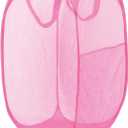 Pop Up Laundry Hamper, Mesh Laundry Basket Collapsible, Foldable Hamper for Travel and Storage (Pink)