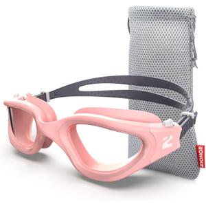 ZIONOR Swim Goggles, G1 SE Swimming Goggles Anti-fog for Adult Men Women (One Size, A4-clear Lens Pink Frame)