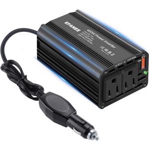 400W Power Inverter 12V DC to 110V AC, Car Charger Plug in Adapter Outlet with PD 65W USB-C&QC 18W Port, Portable Power Converters for Laptop Vehicles Camping Road Trip Essentials Adults-Black