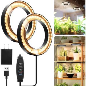 Mosthink 6.3" Ceiling Grow Lights for Indoor Plants, 144 LEDs Plant Light Full Spectrum, Under Cabinet Growing Lamp with Auto Timer, 10 Dimmable Levels, 3 Modes with Transparent Cover, Corded, 1 Piece