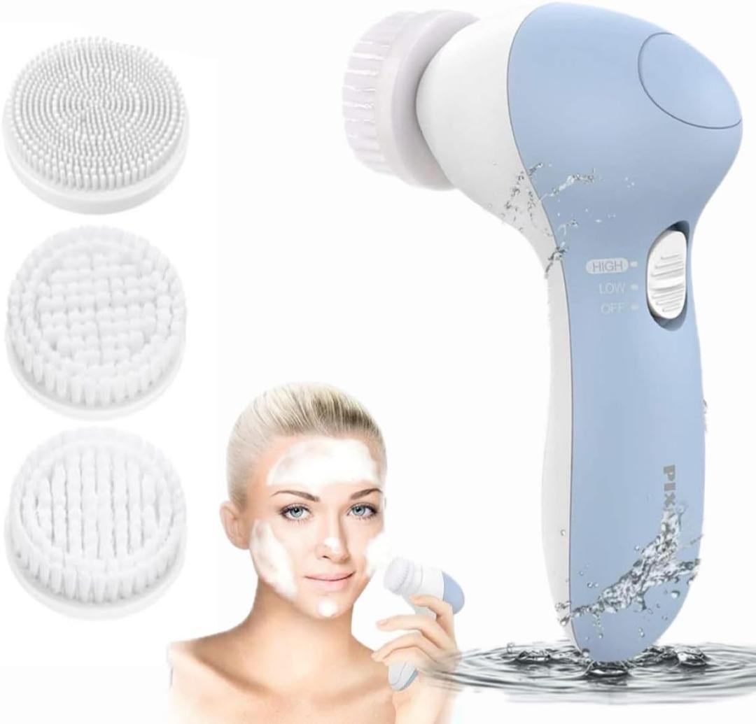 Facial Cleansing Brush Face Scrubber: 3 in1 Electric Exfoliating Massage Device Waterproof Deep Cleaning Exfoliation Rotating Spa Machine -Electronic Skin Care Wash Clean System