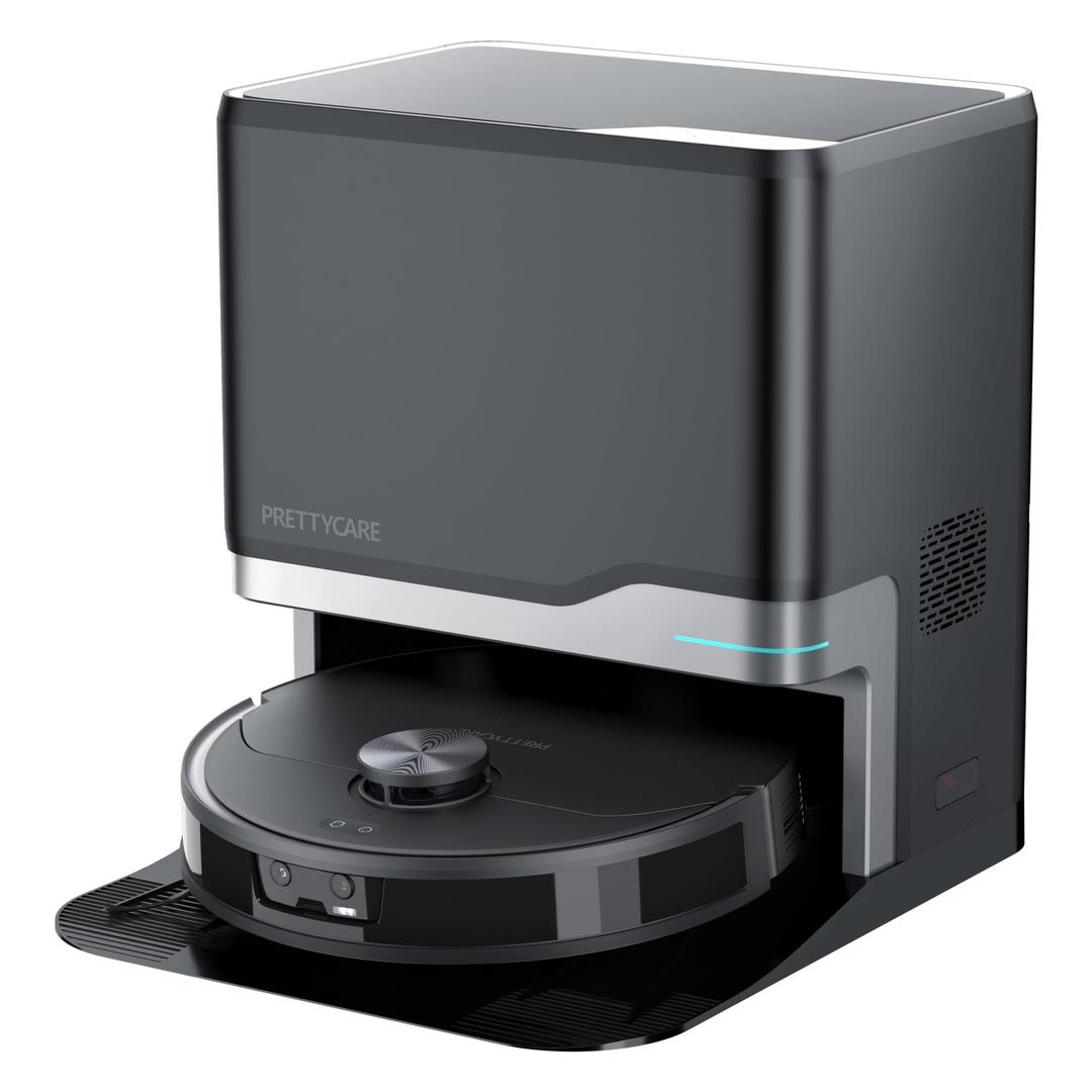 PRETTYCARE Robot Vacuum and Mop Combo, Auto Mop Washing & Self-Drying, Self-Refilling, Self-Emptying, AI 3D Obstacle Avoidance, 6000Pa Suction, Compatible with Alexa
